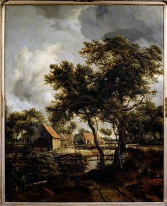 طاحونة المياه لوحة رسمها Meindert Hobbema (1638-1709) (ec.flam.) القرن السابع عشر الشمس. 0،8x0،66 م باريس ، متحف اللوفر. بواسطة ميندرت هوبيما