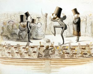 جوزيبي فيردي (1813-1901) ، ملحن إيطالي مع تكرار "Un ballo in Maschera" (Un Bal masque) مع Tenor Fraschini و Soprano Fioretti. كارتون ميلكيور دلفيكو. ميلانيز.