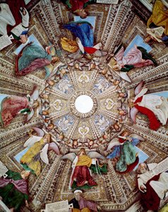 تمثيلات الأنبياء والملائكة في الهواء الطلق بواسطة Melozzo da Forli (Melozzo degli Ambrosi) (1438-1494) قبة كنيسة القديس مارك (ماركو) ، مزار سانتا كازا ، لوريتو بواسطة Melozzo da Forli