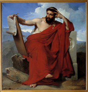 صورة لمشرع سولون وشاعر أثينا (حوالي 640 - 588 قبل الميلاد) لوحة لميري جوزيف بلونديل (1781-1853) 1828 أميان ، متحف دي بيكاردي - صورة للشاعر والمشرع سولون الأثيني (حوالي 640-ج. 588 قبل الميلاد). لوحة لميري جوزيف بلونديل