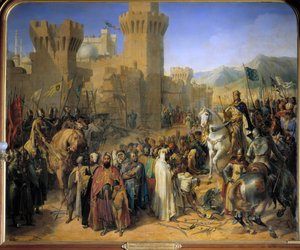 الحملة الصليبية الثالثة: حصار Saint-Jean-d'Acre (Saint Jean-d'Acre) ، وسلم La ville de Ptolemais إلى Philippe-Auguste (فيليب أوغست) وريتشارد كور دي ليون ، 13 يوليو