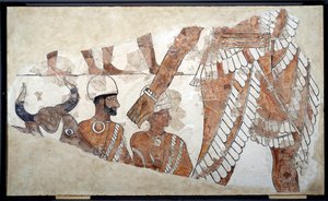بلاد ما بين النهرين: صاحب الذبيحة. تفاصيل لوحة جصية لقصر زمريليم (حوالي 1782-1759). القرن الثامن عشر قبل الميلاد. من ماري. باريس ، متحف اللوفر