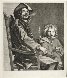رجل يدخن الغليون وصبي صغير ، ج. 1660. بواسطة مايكل سويتز
