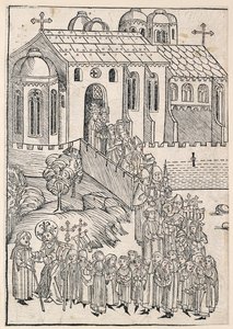 المسيح يسلم على الحاج عام 1491 بواسطة مايكل ولجيموت