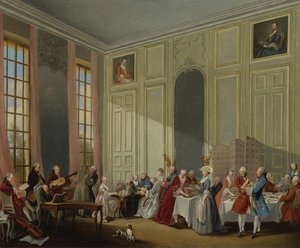 موتسارت يقدم حفلة موسيقية في Salon des Quatre-Glaces في Palais du Temple في The Court Of The P