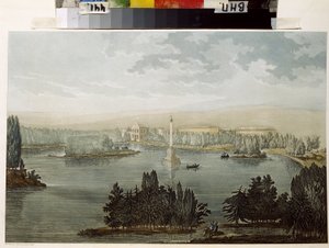منظر لـ Tsarskoye Selo. عمود Chesme. (منظر لـ Tsarskoye Selo. عمود Chesme). عمل ميشال فرانسوا دامام دمرتريت (1763-1827) نقش ملون بالألوان المائية