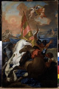 سكان إيكس ينقذون مرسيليا ضد الأراغون: أسطول ألفونسو الخامس من أراغون (1394-1458) حرائق ونهب مرسيليا عام 1423. لوحة لميشيل فرانسوا داندري باردون (1700-1783). القرن ال 18. زيت على قماش ، 66 × 43 سم. متحف جرانيت ،