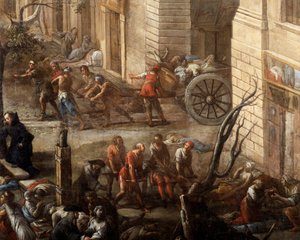 منظر لمبنى البلدية (مرسيليا) أثناء طاعون عام 1720