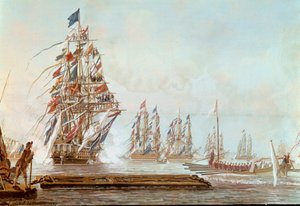 جناح الحصن ، العيد الذي أقيم في طولون إلى Comte de Provence في يوليو 1777 في ميناء Toulon Gouache بواسطة Michel Joseph dit Michel de Toulon (نشط بين 1777 و 1792) 1777. فرساي ، متحف القلعة بواسطة ميشيل دي تولون