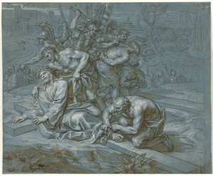 المسيح ديسربد على الصليب ، 1680 ج (قلم وحبر على طباشير وقلم رصاص على ورق)
