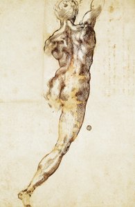 رجل عاري يُرى من الخلف ، يدرس في معركة كاسينا ، رسمه مايكل أنجلو (1475-1564). بواسطة مايكل أنجلو بوناروتي