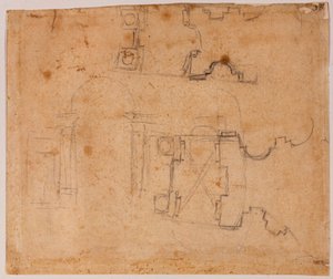 الارتفاع المعماري وتفاصيل المخطط المعماري لسان جيوفاني دي فيورنتيني بواسطة مايكل أنجلو بوناروتي