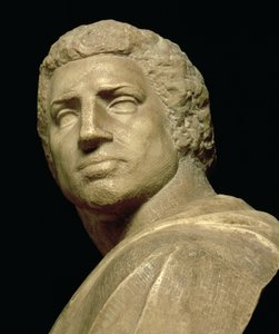 بروتوس ، تفاصيل رأس تمثال نصفي بقلم مايكل أنجلو بوناروتي 1475-1564 ، c.1539-40 تفاصيل رخام 79848