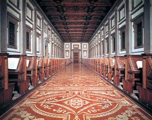 قاعة مكتبة Laurentian ، المهندس المعماري مايكل أنجلو (1475-1564) ، فلورنسا ، إيطاليا بواسطة مايكل أنجلو بوناروتي
