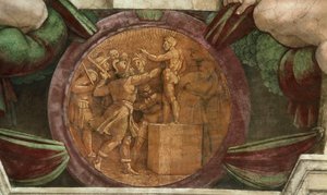ميدالية تمثل تدمير تمثال الإله بعل ... 1508-1512. بواسطة مايكل أنجلو بوناروتي