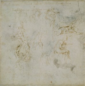 Recto: ثماني دراسات شخصية. نسخة أخرى: دراسة الشكل ، ج 1490-1560. بواسطة مايكل أنجلو بوناروتي