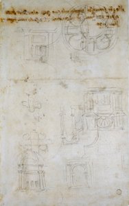 رسم تخطيطي يوضح دراسات القديس بطرس ، 1490-1560 بواسطة مايكل أنجلو بوناروتي