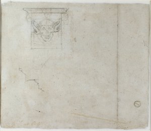 دراسات التفاصيل المعمارية وقناع بشع ، 1490-1560 بواسطة مايكل أنجلو بوناروتي