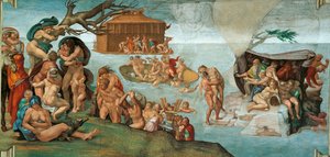 سقف كنيسة Deluge Sistine Chapel في الفاتيكان ، 1508-1512. بواسطة مايكل أنجلو بوناروتي
