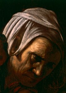 Salome receiving the Head of Saint John the Baptist, detail 1607-10 (oil & tempera on canvas) بواسطة مايكل أنجلو ميريسي دا كارافاجيو