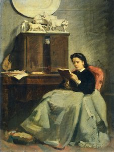 Wife reading by Michele Gordigiani (1830-1909), oil on canvas, 45x34 cm