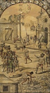 غزو المكسيك من قبل هرنان كورتيس بار غونزاليس وميغيل وخوان (نشط نهاية القرن السابع عشر). زيت على خشب