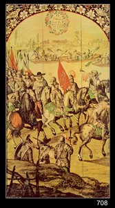 لقاء بين هيرناندو كورتيس (1485-1547) ومونتيزوما (1466-1520) 1698