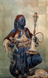 "Portrait de nubien a la pipe a eau" (النوبي مع النرجيلة) Aquarelle de Mihaly Zichy (1827-1906) 1862 Dim 49،5x31 cm Private Collection بواسطة Mihaly بواسطة Zichy