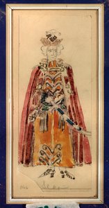 زي تحضيري لأوبرا "مازيبا" لبيوتر تشايكوفسكي (1840-1893) (تصميم أزياء لأوبرا مازيبا لبي تشايكوفسكي) - عمل ميخائيل ألكساندروفيتش فروبل (فروبل) (1856-1910) ، قلم رصاص وغواش على الورق ، فن سينوغرافي روسي - سانت بواسطة ميخائيل الكساندروفيتش فروبل