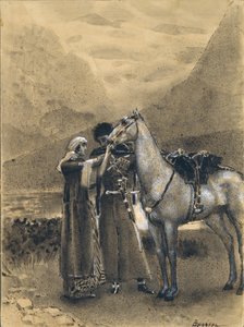 وداع زارا مع إسماعيل. رسم توضيحي لقصيدة إسماعيل بك ميخائيل ليرمونتوف ، 1890-1891 بواسطة ميخائيل الكساندروفيتش فروبل