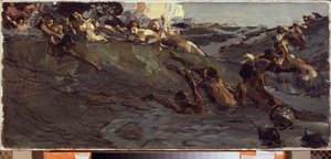 لعب Naiads و Tritons - رسم ميخائيل ألكساندروفيتش فروبل (فروبيل) (1856-1910) ، زيت على قماش بواسطة ميخائيل الكساندروفيتش فروبل