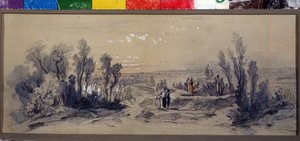 تصميم ستارة لأوبرا "مازيبا" لبيوتر إيليتش تشايكوفسكي (1840-1893) (تصميم ستارة لأوبرا "مازيبا" بقلم بى تشايكوفسكي). عمل ميخائيل إيليتش بوشاروف (1831-1895). لوحة مائية على ورق بواسطة ميخائيل إيليتش بوشاروف
