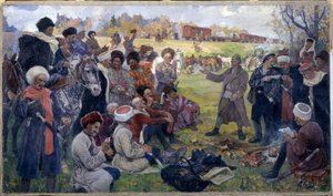 المحرضون البلشفيون في فرقة الجنرال كورنيلوف البرية بالقرب من غاتشينا في أغسطس 1917 بواسطة ميخائيل إيفانوفيتش أفيلوف