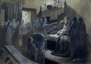 إيفان الرابع (1530-1584) الرهيب الذي زارته أشباح أولئك الذين قتلهم (قلم وحبر مع لون جسم على ورق)