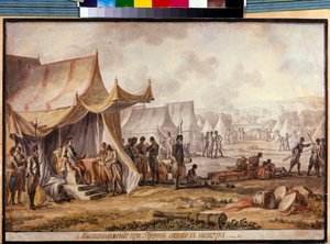 حرب الشمال العظمى - الحرب الروسية التركية 1710-1711: بيتر الأول ملك روسيا (بطرس الأكبر) (1672-1725) على نهر بروت (بروت) أثناء توقيع معاهدة بروت في يوليو 1711 مع الجيش العثماني - عمل فني لميخائيل ماتفيفيتش إيفانوف (174)