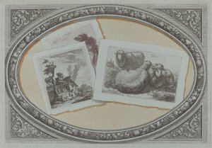 Trompe l'Oeil: المناظر الطبيعية والأغنام ، باستخدام الألواح النحاسية الأصلية بواسطة ميلانو القرن الثامن عشر ، وفرانشيسكو لندنيو