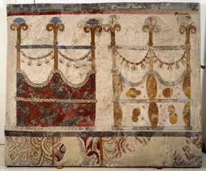 الحضارة المينوية: تمثيل بوابتين (إيكريا). لوحة جدارية من حوض lustral لمبنى Xeste 3 في Akrotiri (Thera) ، سانتوريني بواسطة مينوان