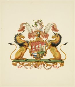 أذرع مدينة بريستول ، حوالي عام 1830 (قلم رصاص وورق ألوان مائية) بواسطة ملكة جمال (Attr.to) Braikenridge
