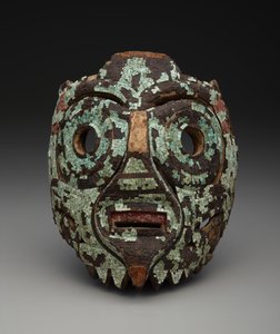 قناع من المحتمل أن يكون من Tlaloc ، حوالي 1350-1521 (خشب ، فيروزي ، قشرة ، ليجنيت وراتنج)