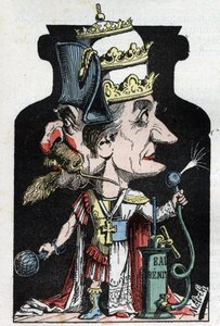 Allegorie du Concordat (علامة بين بيوس السابع وبونابرت) عام 1801 يمثلها مولوخ كجهاز ضغط مع نابليون الثالث والبابا