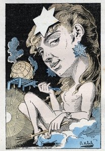 صورة رمزية لموجة الحرارة في "" Le Trombinoscope "من تأليف توشاتوت ، رسم كاريكاتوري بقلم ب. مولوخ عام 1882 (1849-1909). مجموعة خاصة.