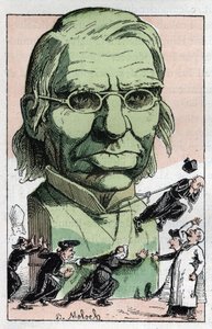 صورة لإميل ليتر (1801-1881) ، عالم فقه اللغة وطبيب وسياسي فرنسي في "Le Trombinoscope" لتوشاتوت ، رسم كاريكاتوري بقلم ب. مولوك عام 1882 (1849-1909). مجموعة خاصة. بواسطة الطاغوت