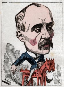 صورة لجورج كليمنصو (1841-1929) سياسي في "Le Trombinoscope" بقلم توشاتوت ، رسم كاريكاتوري بقلم ب. مولوك عام 1882 (1849-1909). مجموعة خاصة. بواسطة الطاغوت