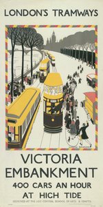 `` Victoria Embankment '' ، ملصق مجلس مقاطعة لندن LCC Tramways ، 1926 بواسطة مونيكا رولينز