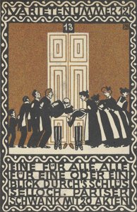 قانون فارايتي 12: واحد للجميع ، الكل للواحد أو لمحة من خلال Keyhole Varietenummer 1 ... ، 1907. بواسطة موريتز جونغ