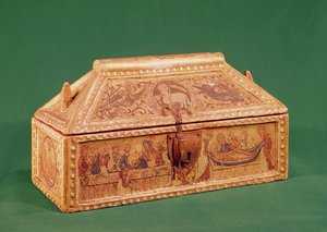 صدر كان يُعتقد سابقًا أنه احتوى الكفن المقدس لبيزانسون ، القرن الثالث عشر (خشب مطلي بالطباع على قاعدة مذهبة)