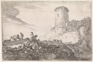 منظر طبيعي مع برج دائري المناظر الطبيعية الأركادية (عنوان السلسلة) بواسطة Moyses van Wtenbrouck