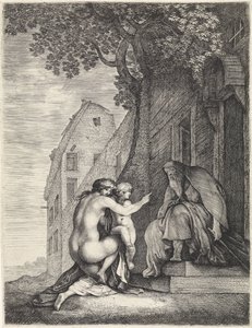 امرأة عارية والطفل مع رجل عجوز بواسطة Moyses van Wtenbrouck