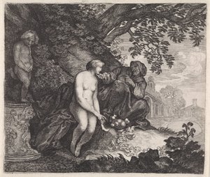 يحاول Vertumnus إغواء بومونا بواسطة Moyses van Wtenbrouck