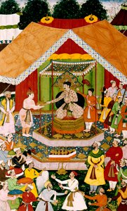 أكبر وعظيم خان في Dipalpur ، c.1590-95 بواسطة مدرسة موغال